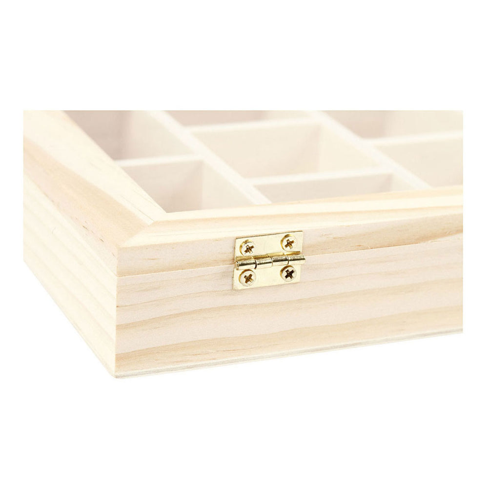 Creativ company wooden box with glass lid and 10 compartments