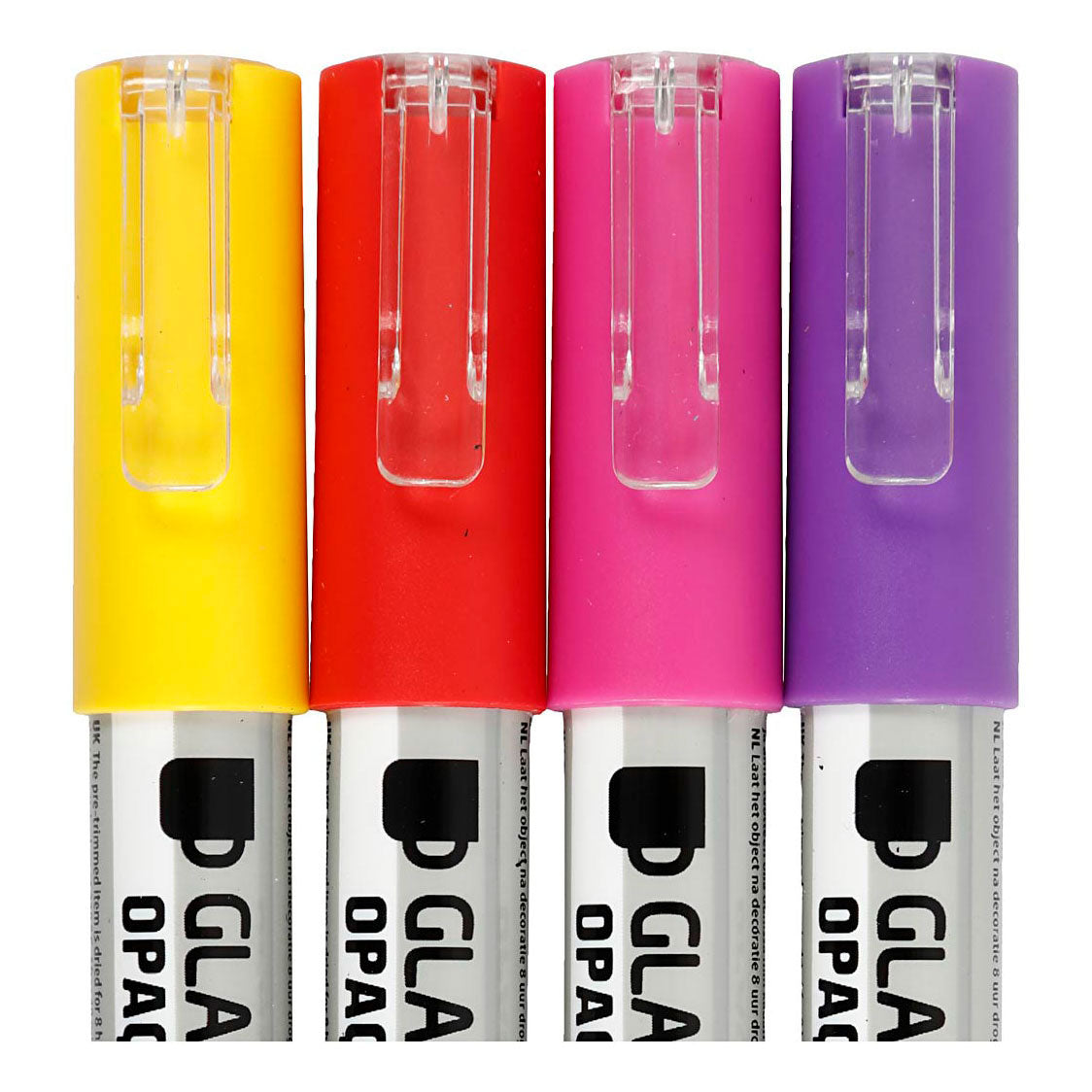 Creativ cég üveg-porcelán markerek, vonalszélesség 1-2 mm, félig átlátszatlan, narancs, lila, világospiros, sárga, 4 db 1 doboz