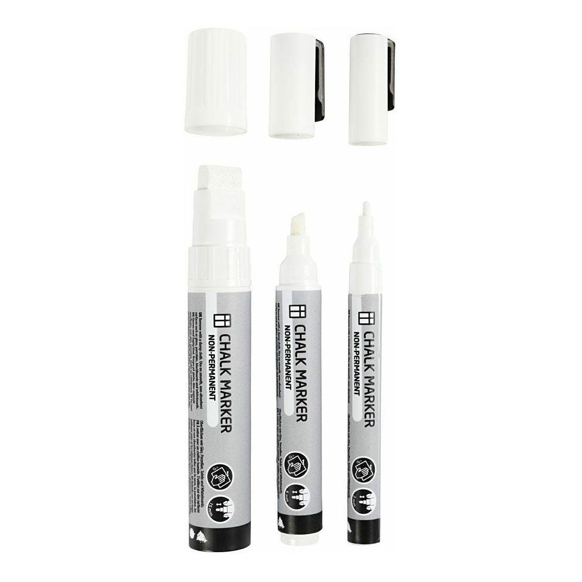 Creativ company chalk markers, line width 3+6+15 mm, white, 3 pieces 1 box