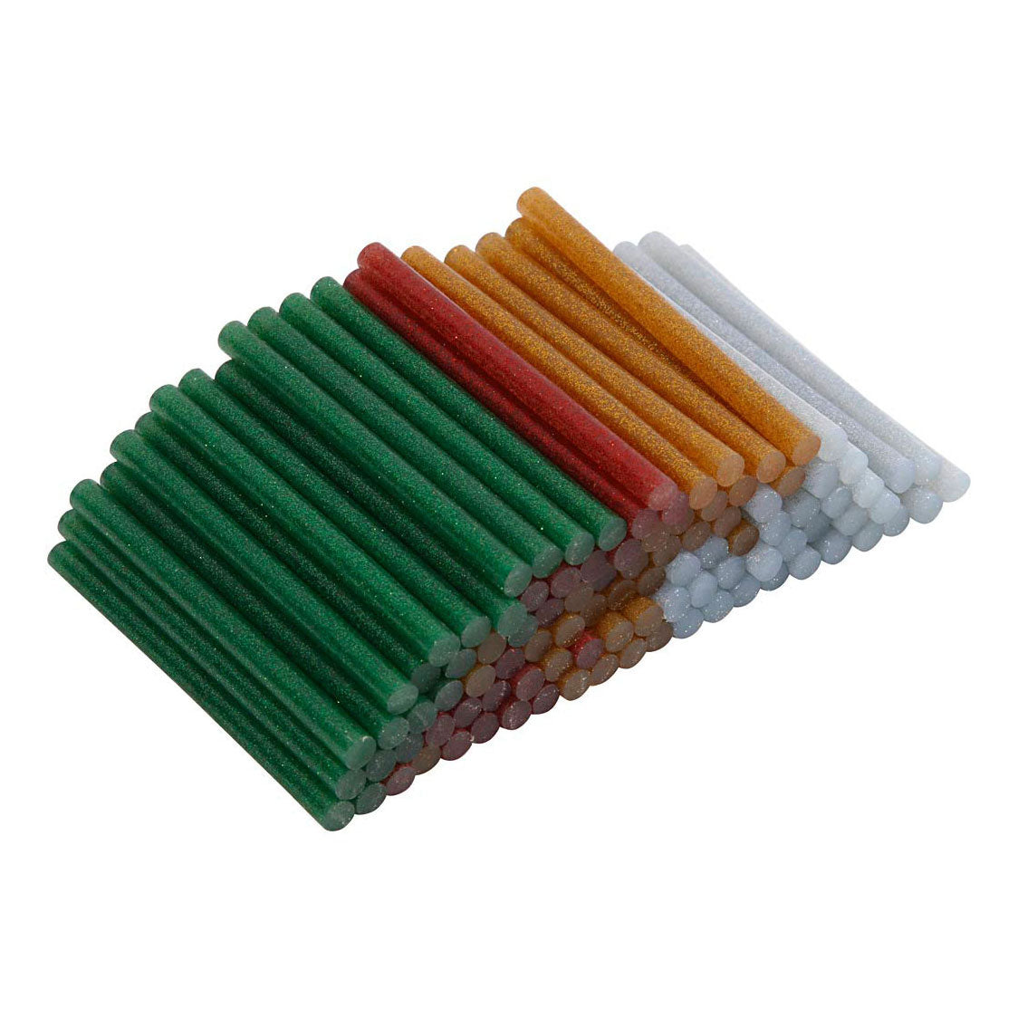 Creativ company glue sticks mini, l: 10 cm, d 7 mm, glitter, gold, green, red, silver, 100 pieces 1 box