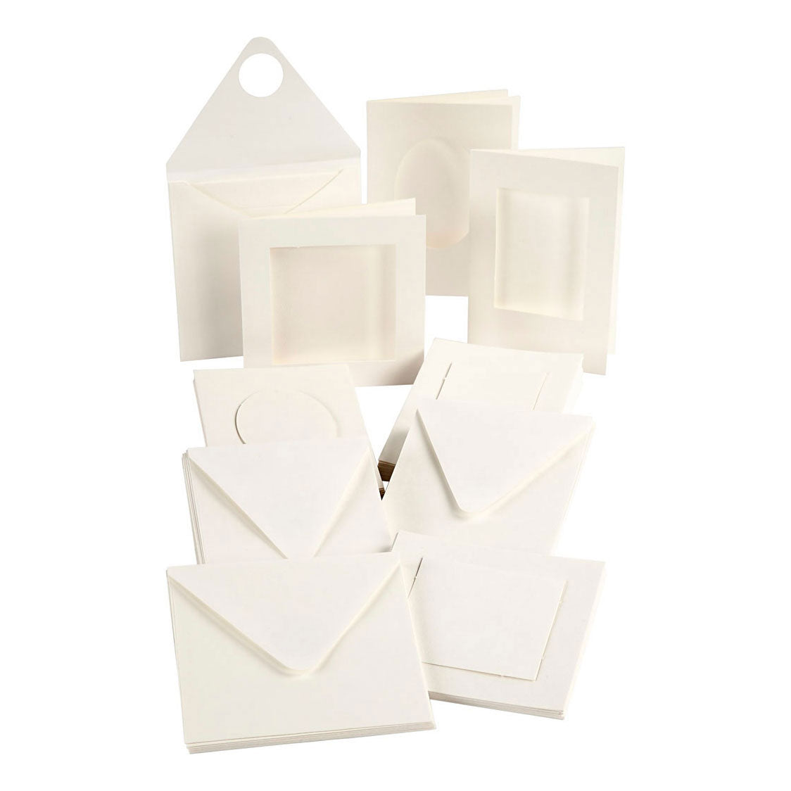 Creativ company passepartout cards, card size 10.5x15 + 12.5x12.5 cm, content may vary, off-white, 50 sets 1 box