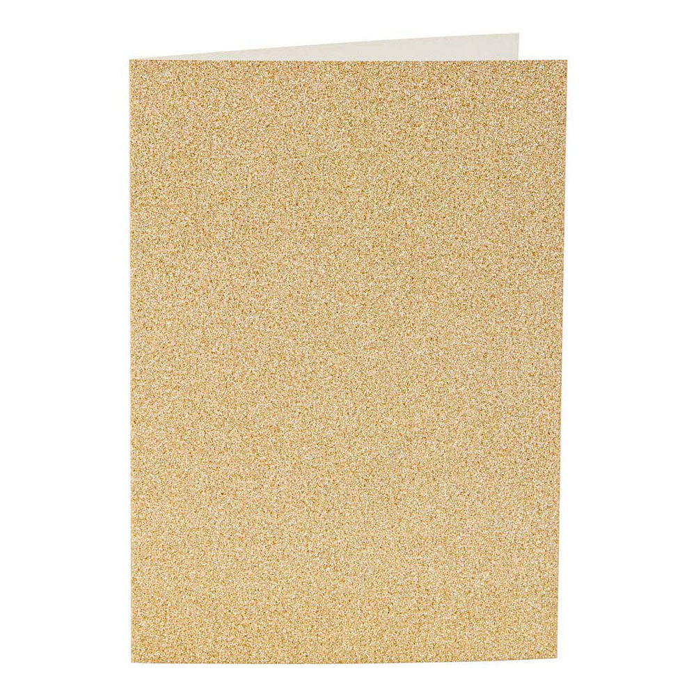 Creativ company cards and envelopes, card size 10.5x15 cm, envelope size 11.5x16.5 cm, glitter, 120+250 gr, gold, 4 sets 1 box