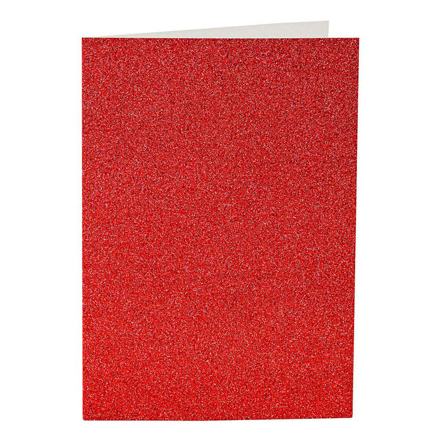 Creativ company cards and envelopes, card size 10.5x15 cm, envelope size 11.5x16.5 cm, glitter, 110+250 gr, red, 4 sets 1 box