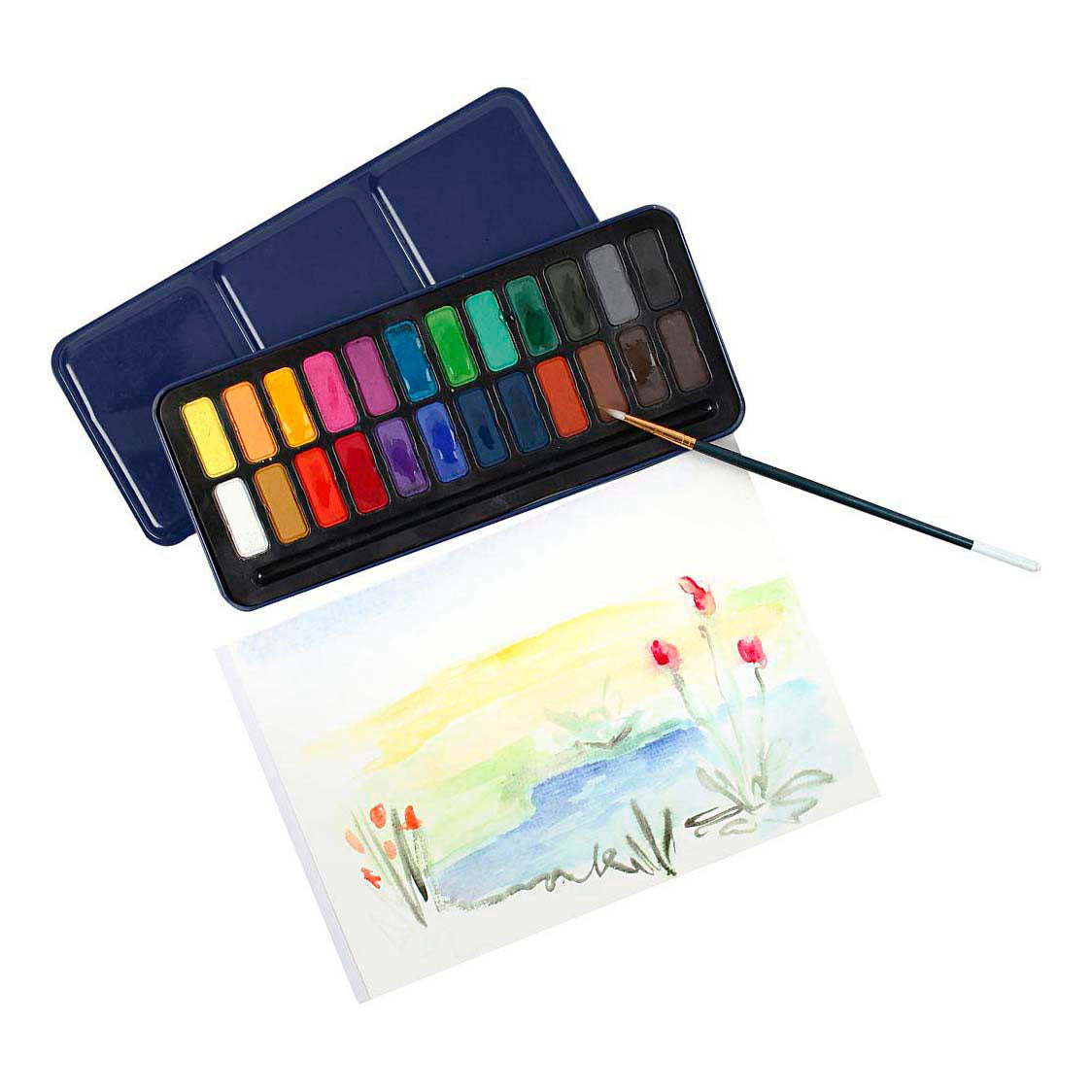 Colortime watercolor set, size 12x30 mm, various colors, 24 colors 1 box