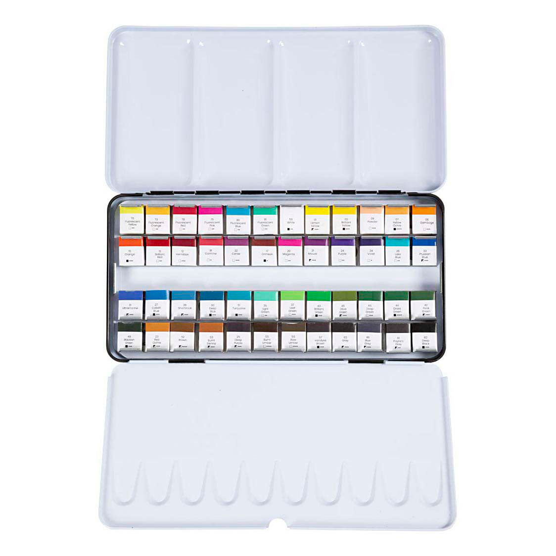 Umetniška akvarelna barva Creativ company, ½-pan, velikost 10x15x20 mm, standardne barve, 48 barv 1 škatla