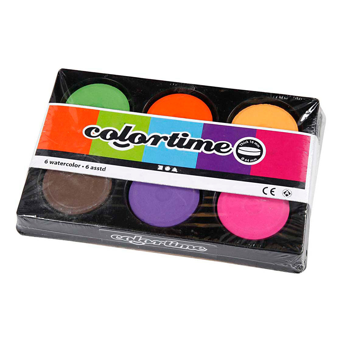 Waterverf, h: 19 mm, d 57 mm, extra kleuren, 1 doos