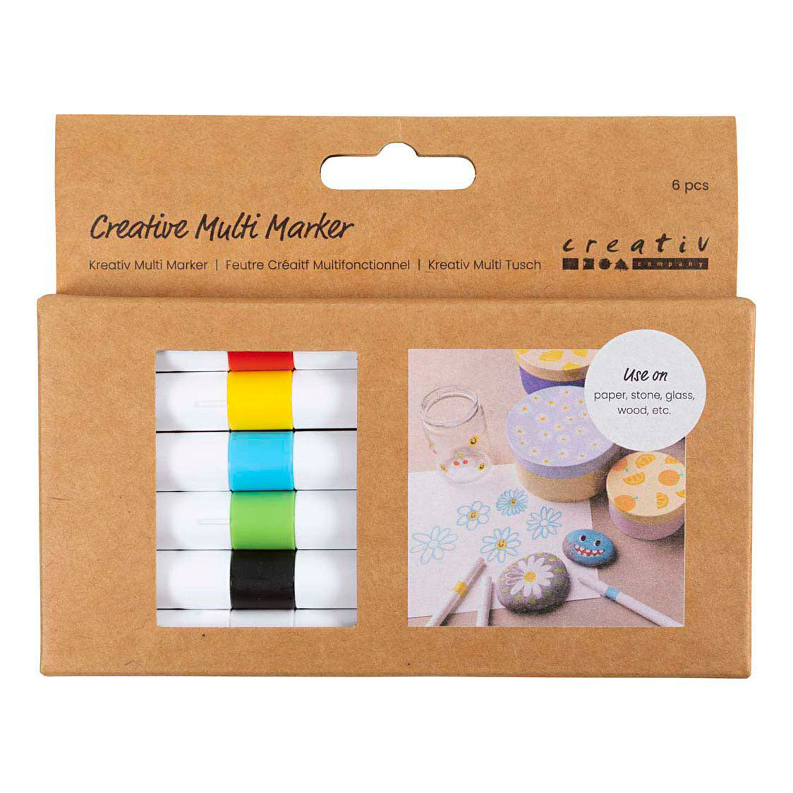 Marcador múltiplo criativo da empresa Creative, largura da linha 4 mm, várias cores, 6 peças 1 caixa