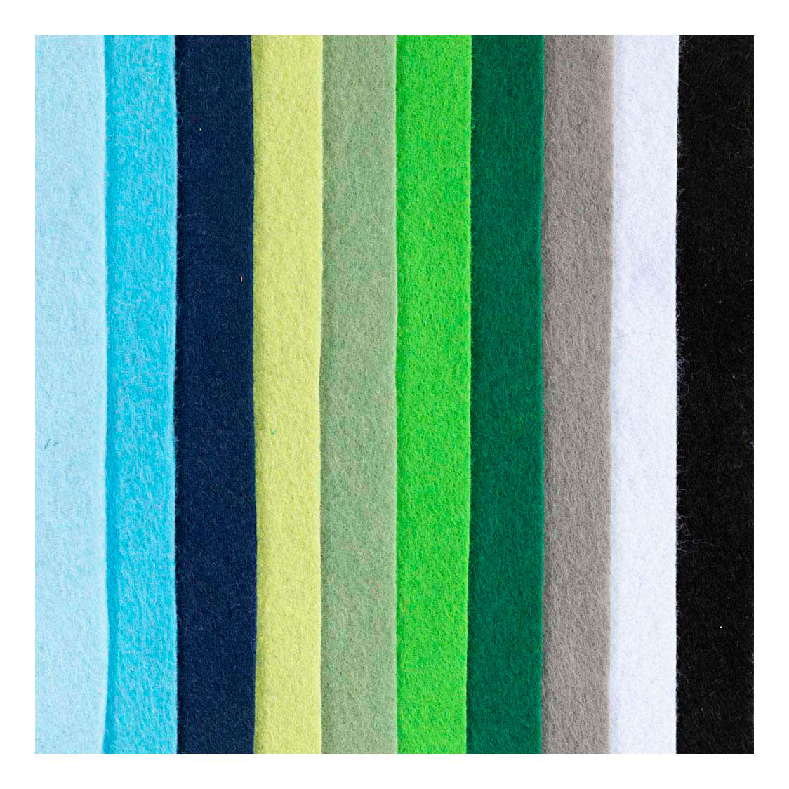 Creativ company hobby felt, A4, sheet 210x297 mm, thickness 2 mm, blue-green harmony, 10 pieces in a box