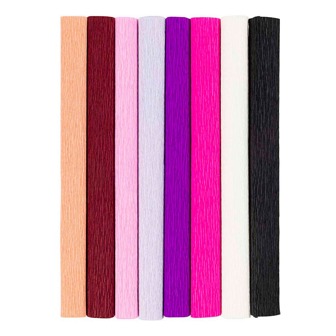Creativ company crepe paper, sheet 25x60 cm, crepe ratio: 180%, 105 gr, purple pink harmony, 8 sheets 1 box