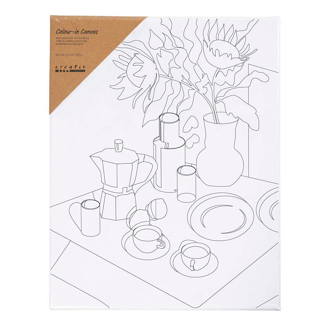 Creativ company painting canvas with print, breakfast table, d: 1.6 cm, dimensions 24x30 cm, 360 g, 1 piece