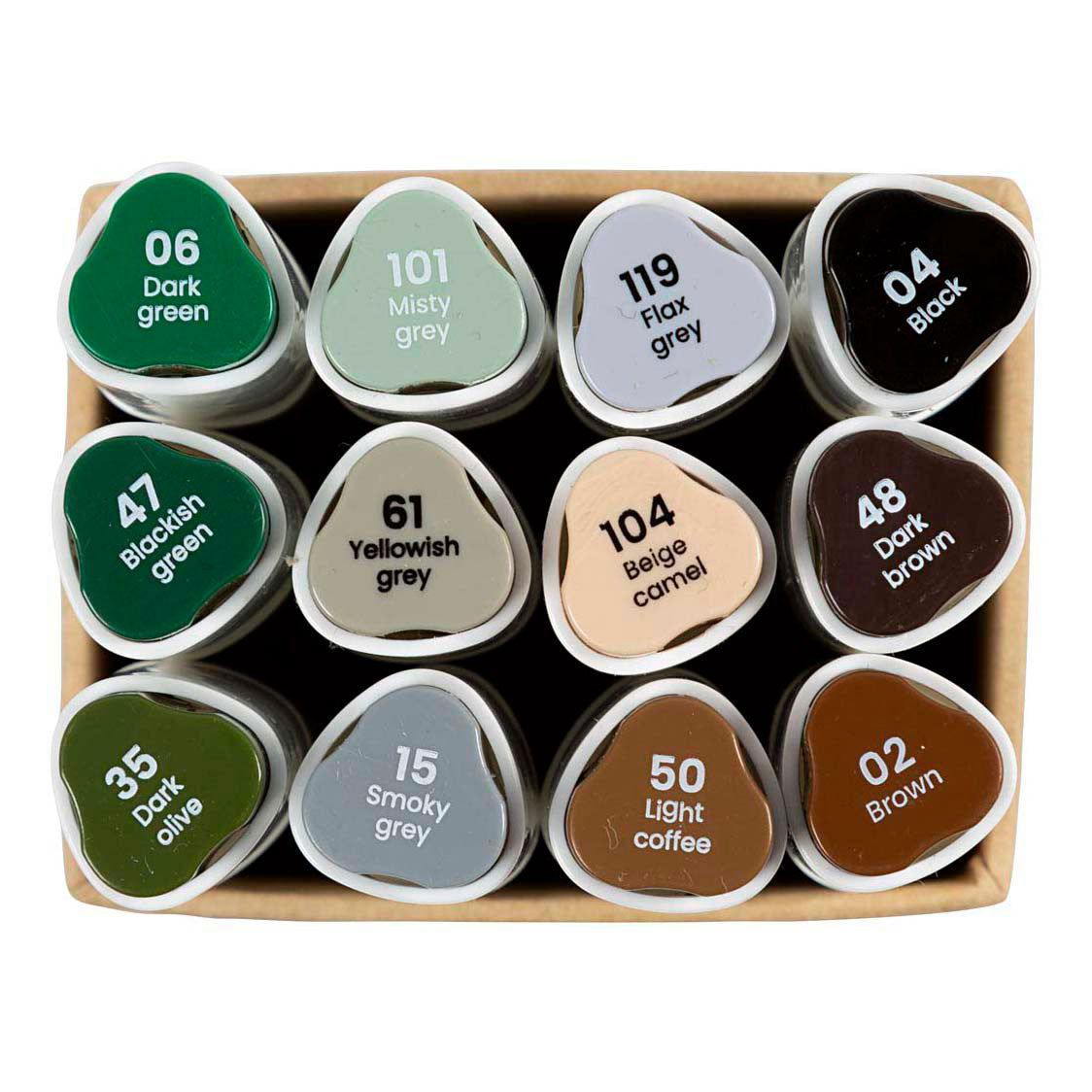 Creativ company drawing pen, line width 1+8 mm, natural colours, 12 pieces in a box