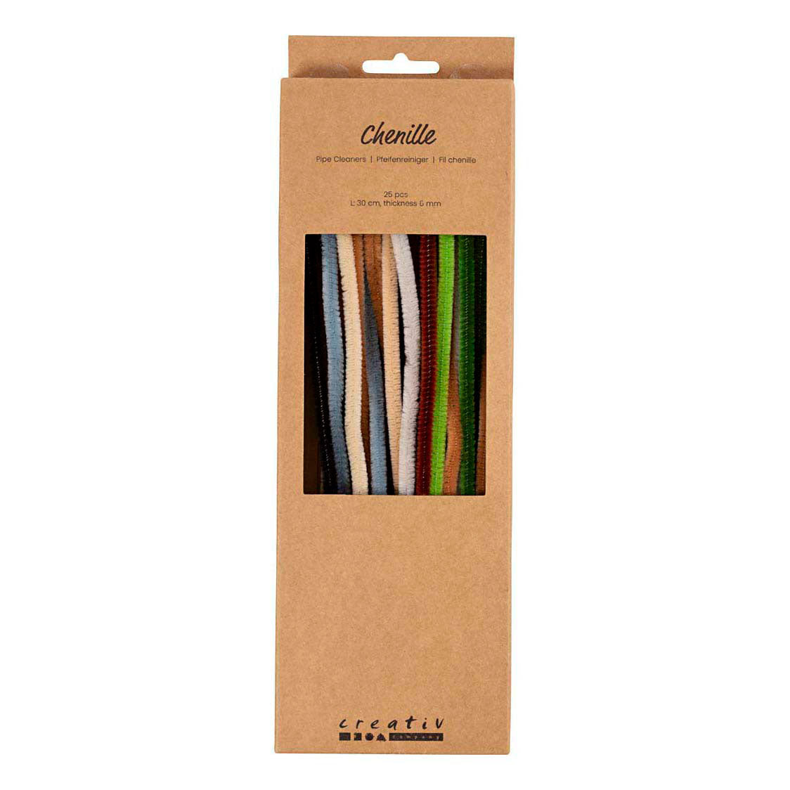 Creativ company chenille, l: 30 cm, thickness 6 mm, natural, 25 pieces 1 box