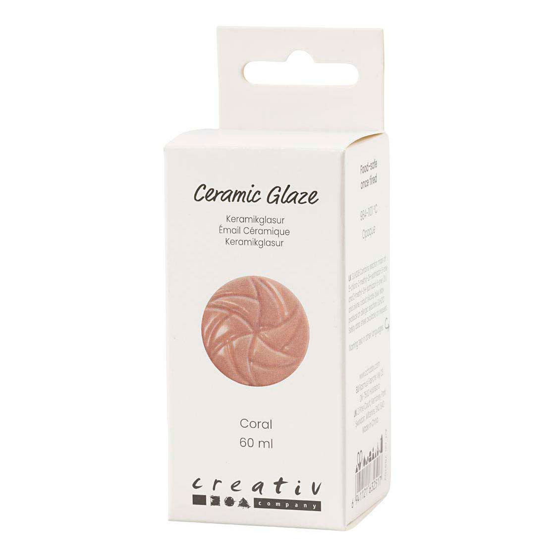 Creativ company keramiek glazuur, 984-1101 °c, dekkend, coral, 60 ml 1 fles