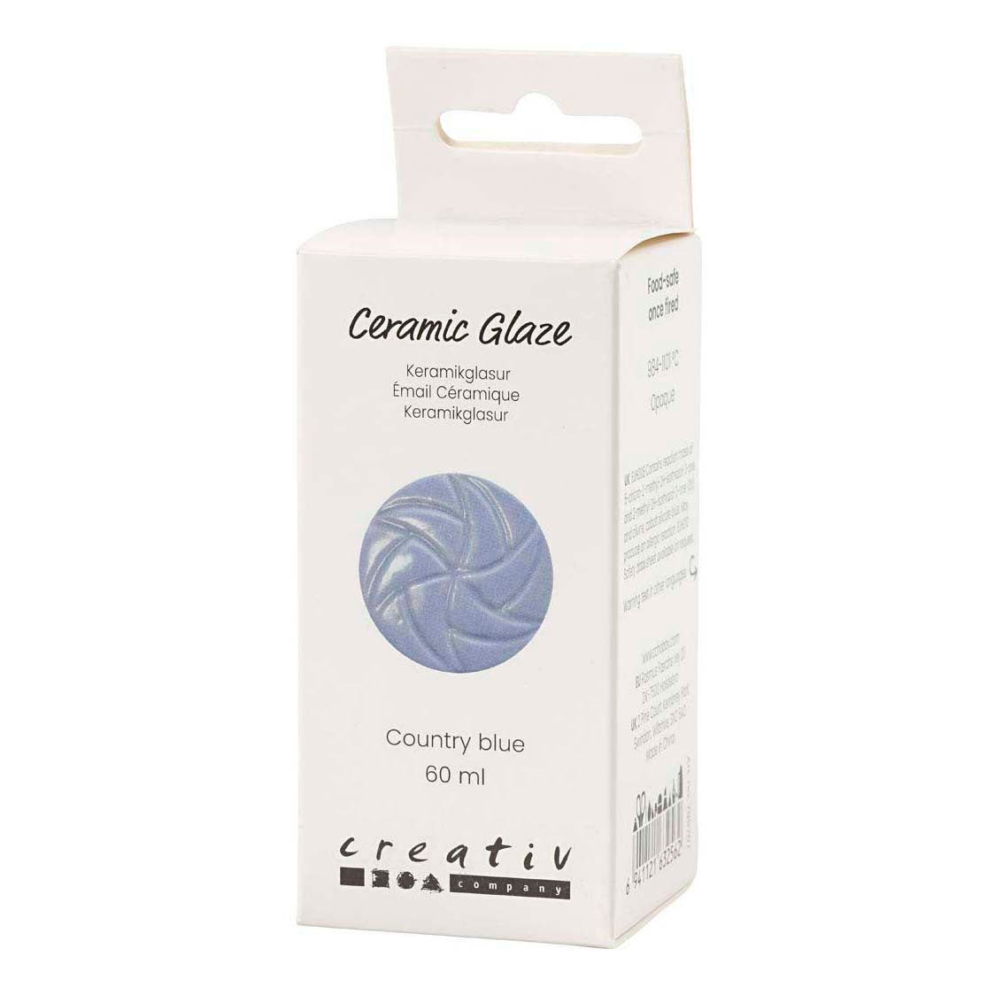 Creativ company keramiek glazuur, 984-1101 °c, dekkend, country blue, 60 ml 1 fles