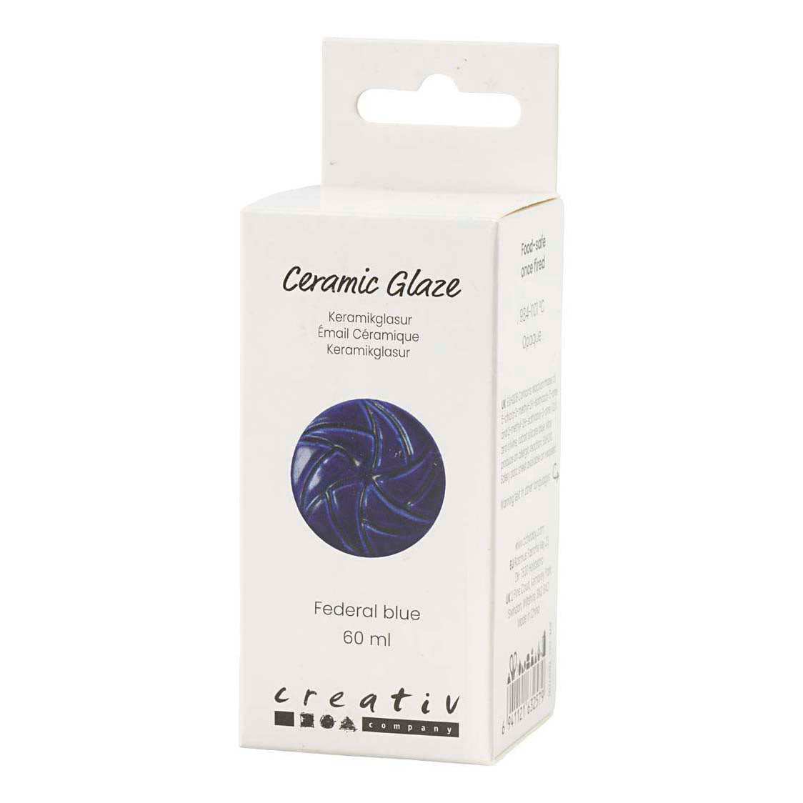 Creativ company keramiek glazuur, 984-1101 °c, dekkend, federal blue, 60 ml 1 fles