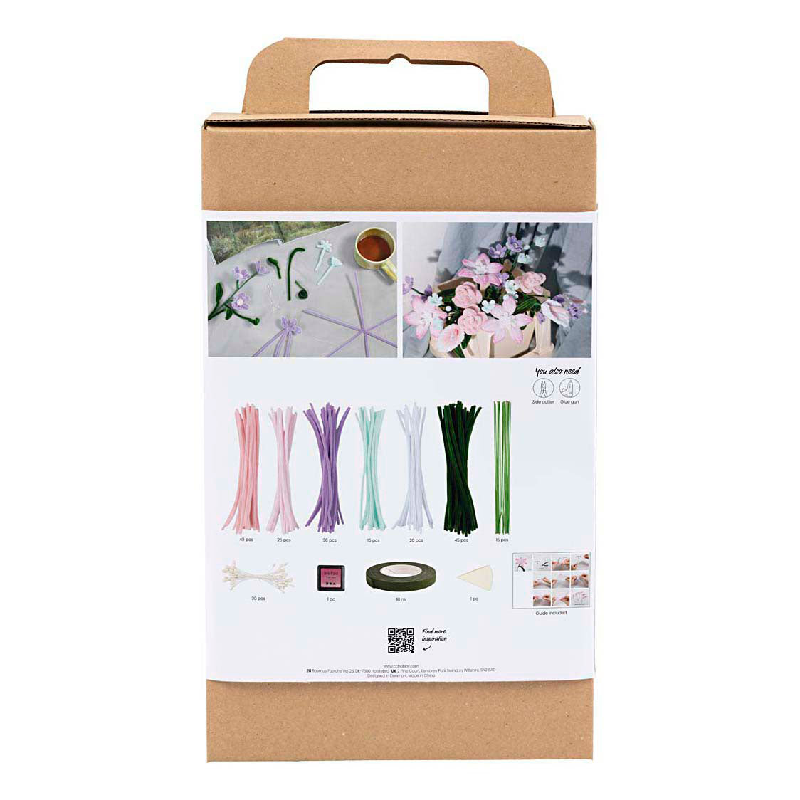Creativ company hobby set flowers from chenille wire, flowers, pastel colors, 1 box