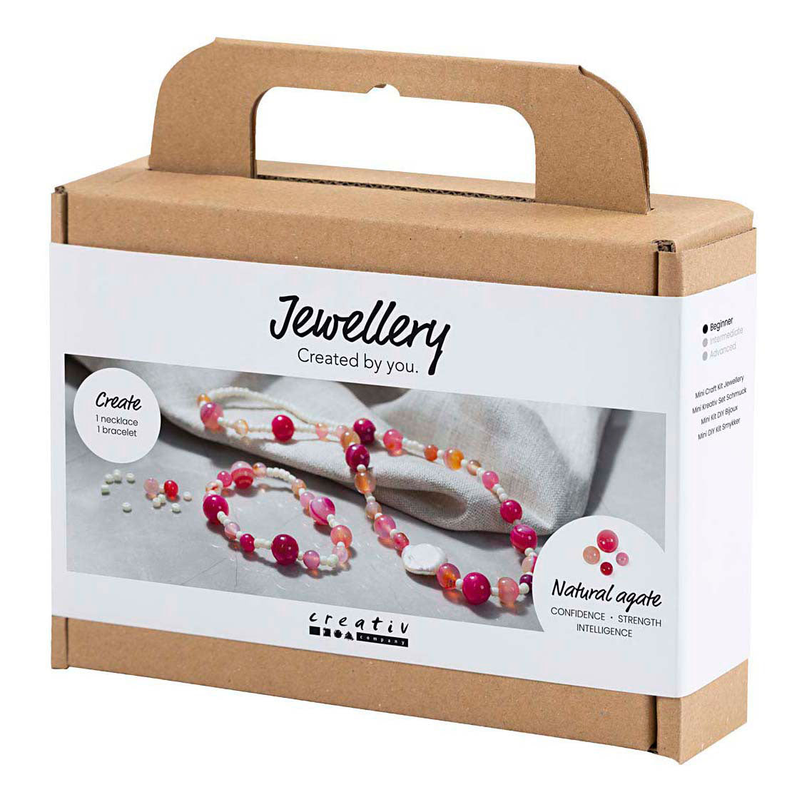 Creativ company mini hobby set jewelry, necklace and bracelet, pink, 1 box