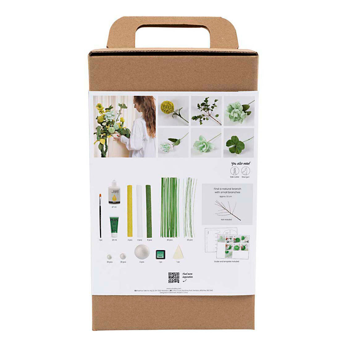 Creativ company maxi hobby set crepe paper, flower bouquet, light green, dark green, pastel green, white, 1 box