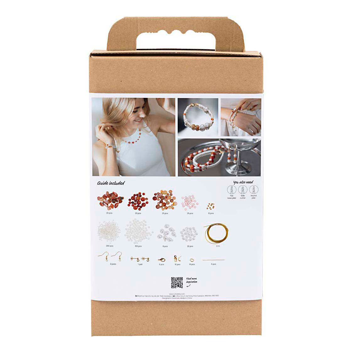 Creativ company hobbyset sieraden, beige, burnt orange, wit parelmoer, 1 doos
