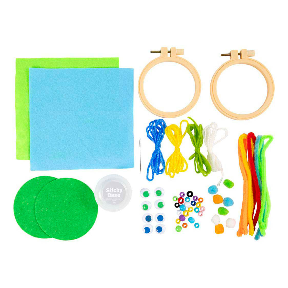 Creativ company mini hobby set embroidery faces blue and green