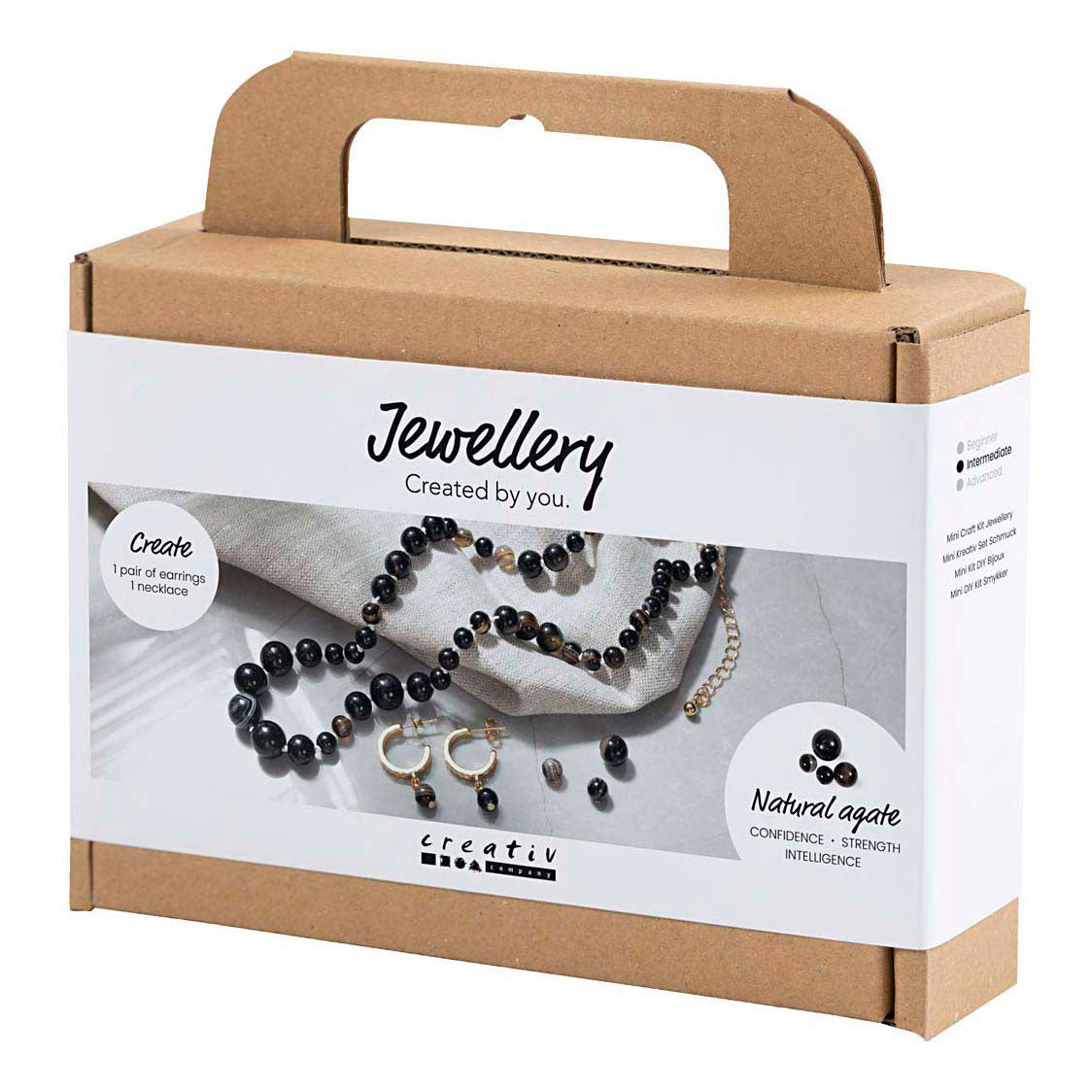 Creativ company mini hobby set jewelry, necklace and earrings, black, white, 1 box