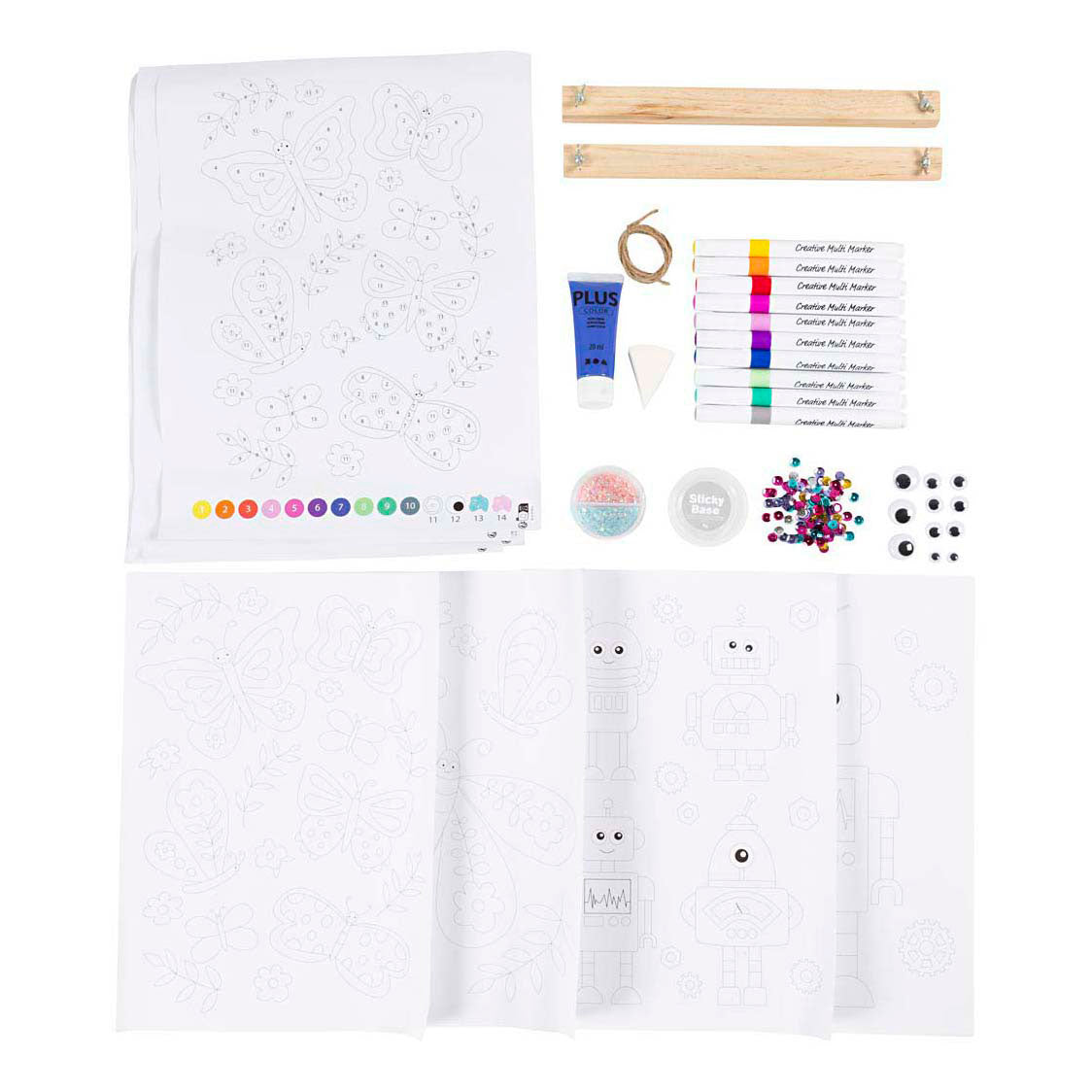 Creativ företag hobbyset färger, fjäril och robot, glada färger, 1 kartong