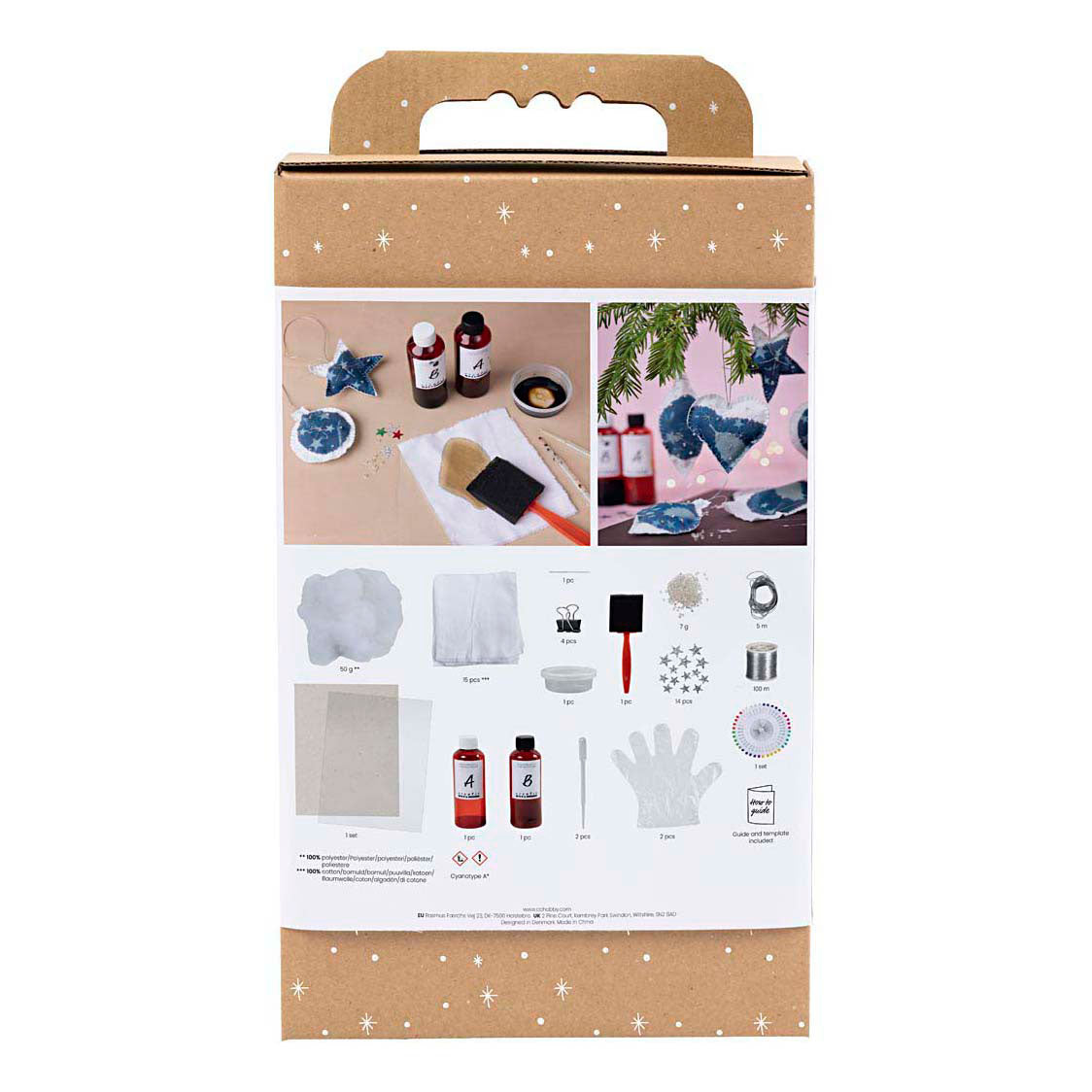 Creativ company hobby set cyanotype, Christmas decorations with cyanotype, blue, silver, 1 box