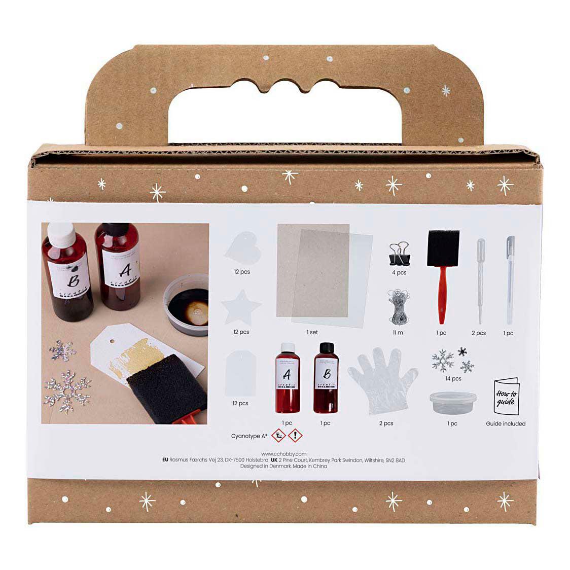 Creativ company mini hobby set cyanotype, gift labels, blue, silver, 1 box