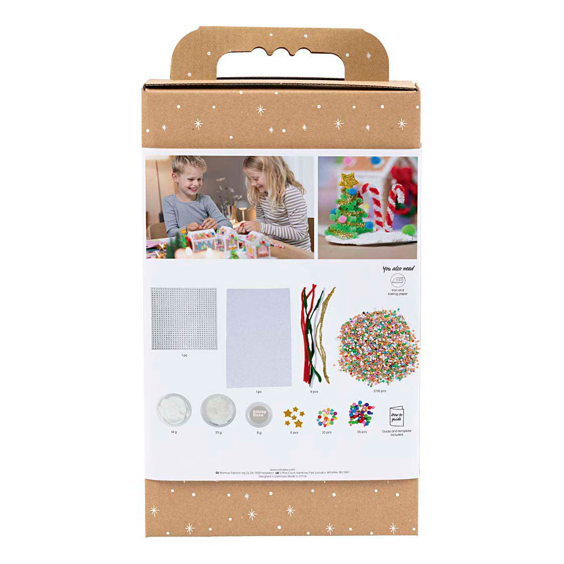 Conjunto de hobby da empresa criativa contas de engomar, casa de natal, várias cores, 1 caixa