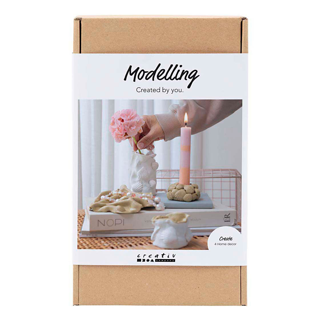 Creativ company modeling hobby set, vases and candlesticks, beige, ivory, off-white, 1 box