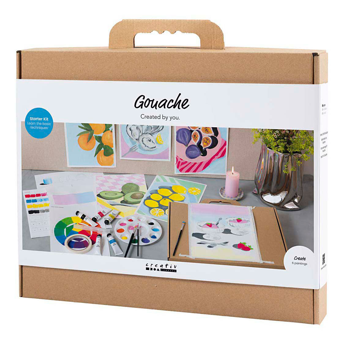 Creativ company starter hobbyset gouache, schilderijen, diverse kleuren, 1 doos