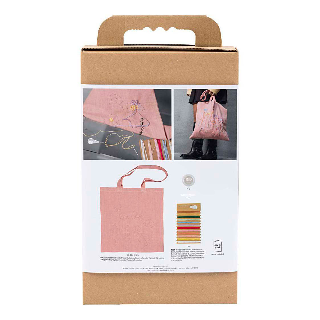 Creativ company hobbyset borduurwerk, draagtas, lichtroze, 1 doos