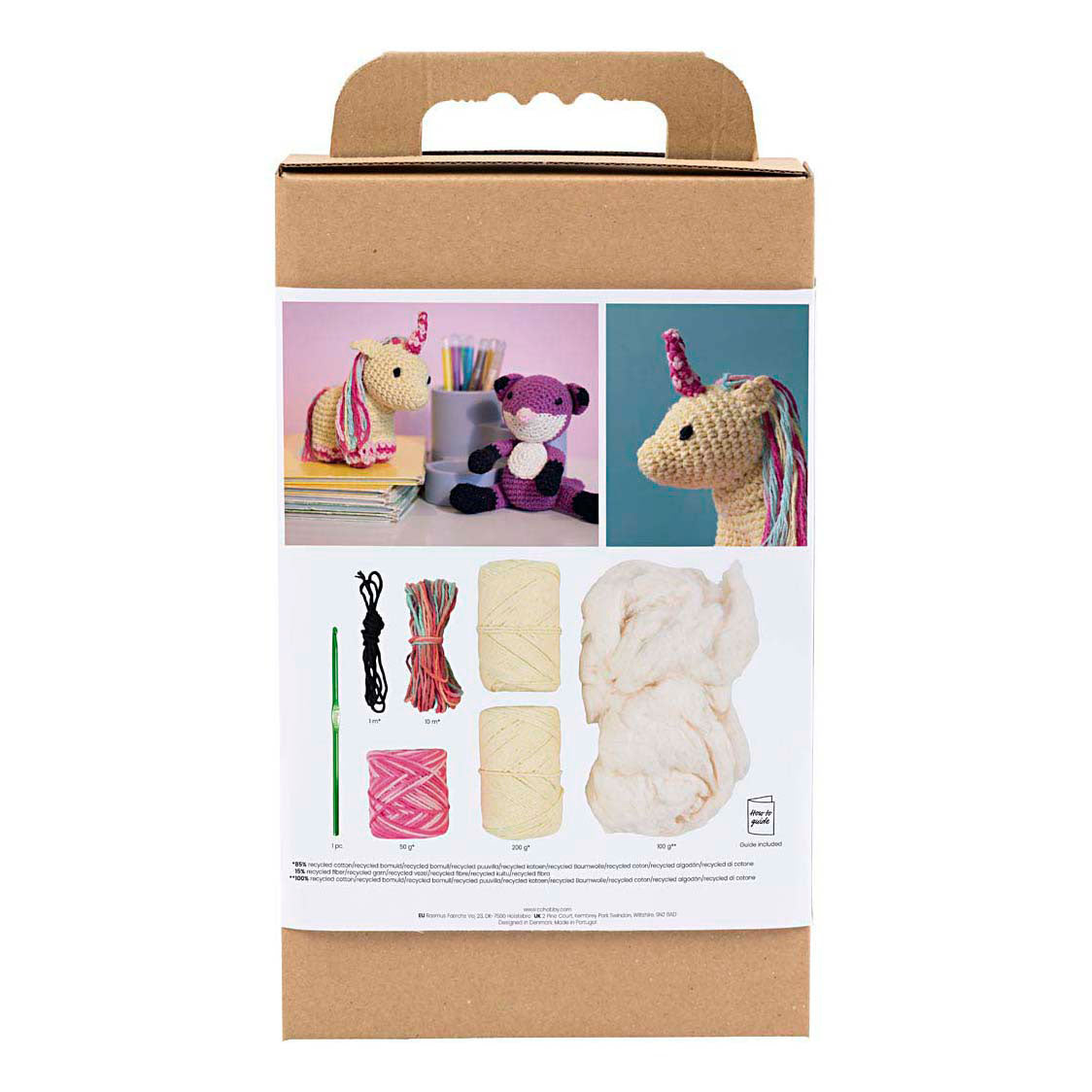 Creativ company hobby set amigurumi, unicornio, colores del arcoíris, 1 caja