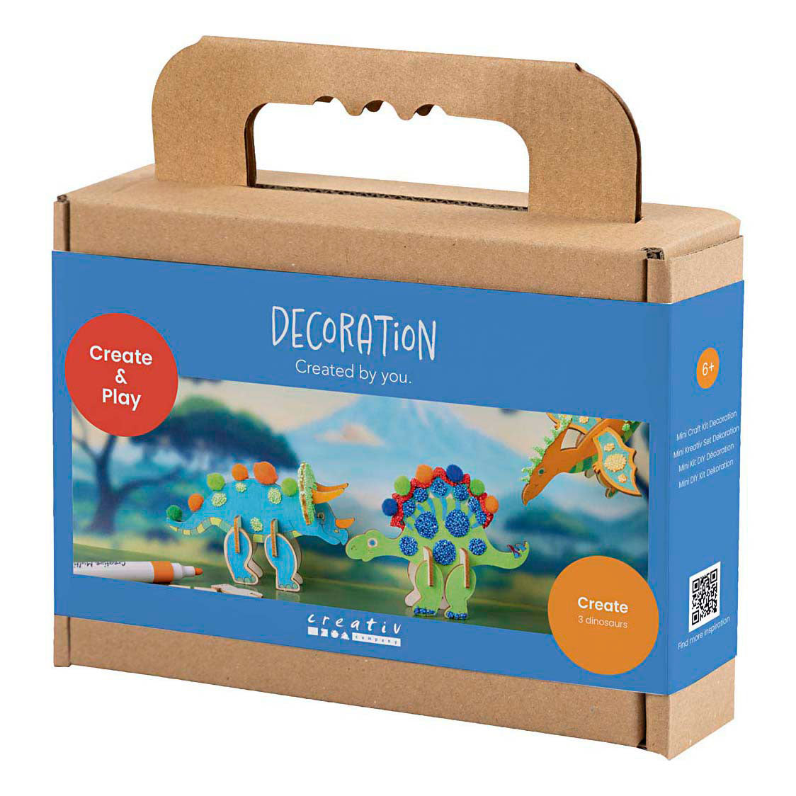 Creativ Firma Mini Hobby Set Dekoratioun, Dinosaurier, rout, blo, gréng, orange, 1 Këscht