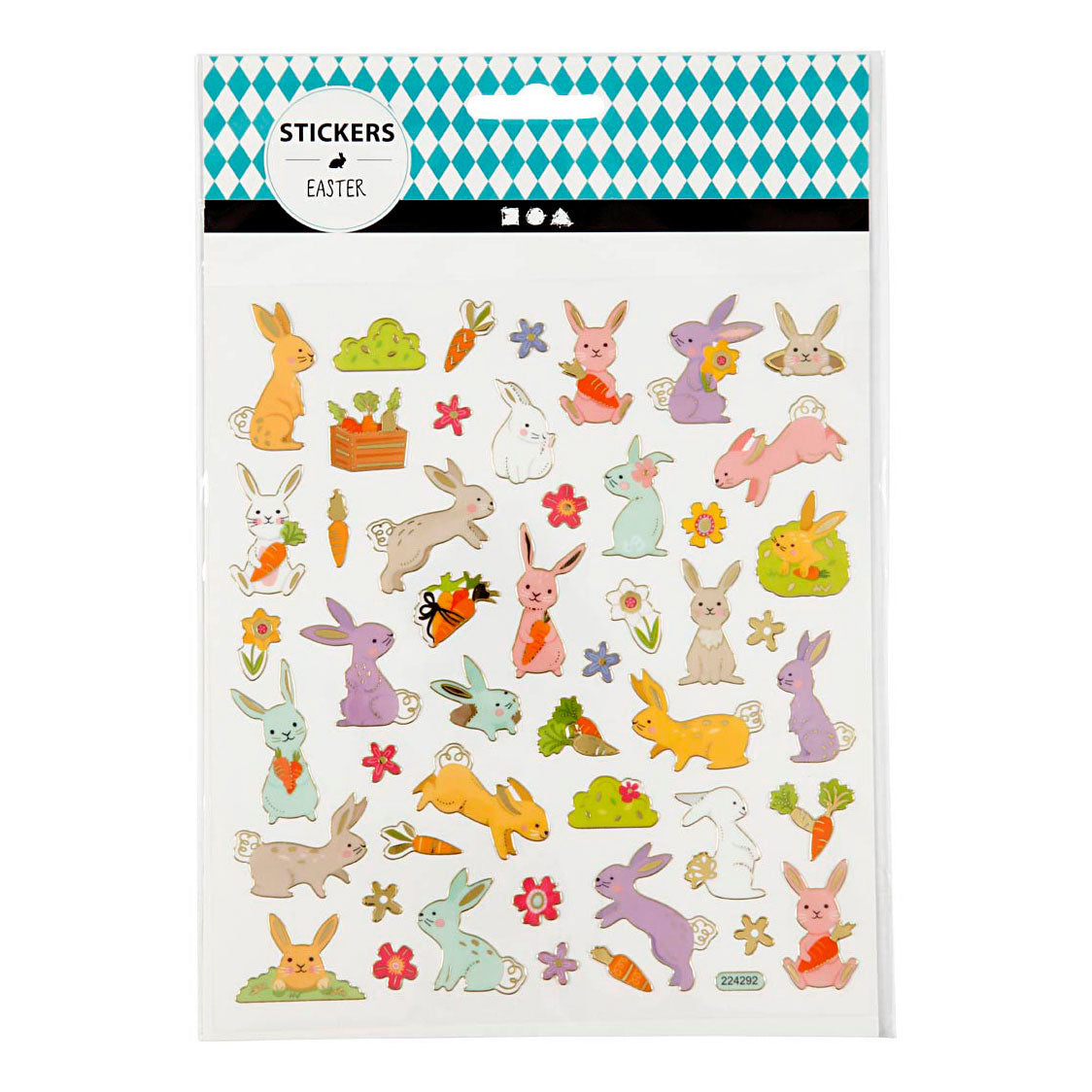 Adesivi aziendali Creativ, coniglietto pasquale, foglio 15x16,5 cm, ca. 50 pezzi, 1 foglio