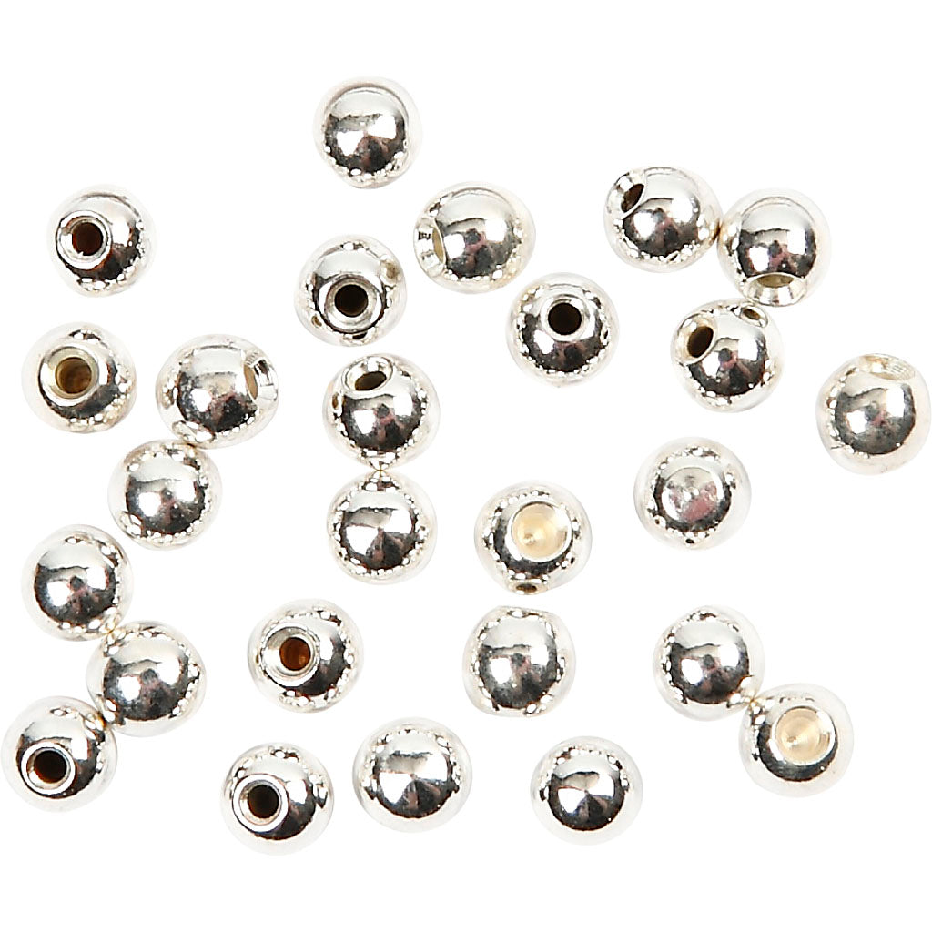 Creativ company end beads for memory wire, d 3 mm, hole size 1 mm, silver-plated, 20 pieces in a box