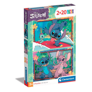 Cleemontoni jigsaw Puzzel Super Faarf Disney Stitch, 2x20st.
