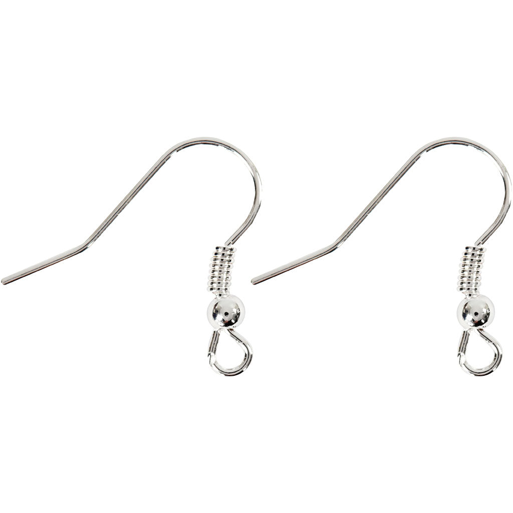 Creativ company earring hooks, l: 18 mm, silver, 10 pieces 1 box