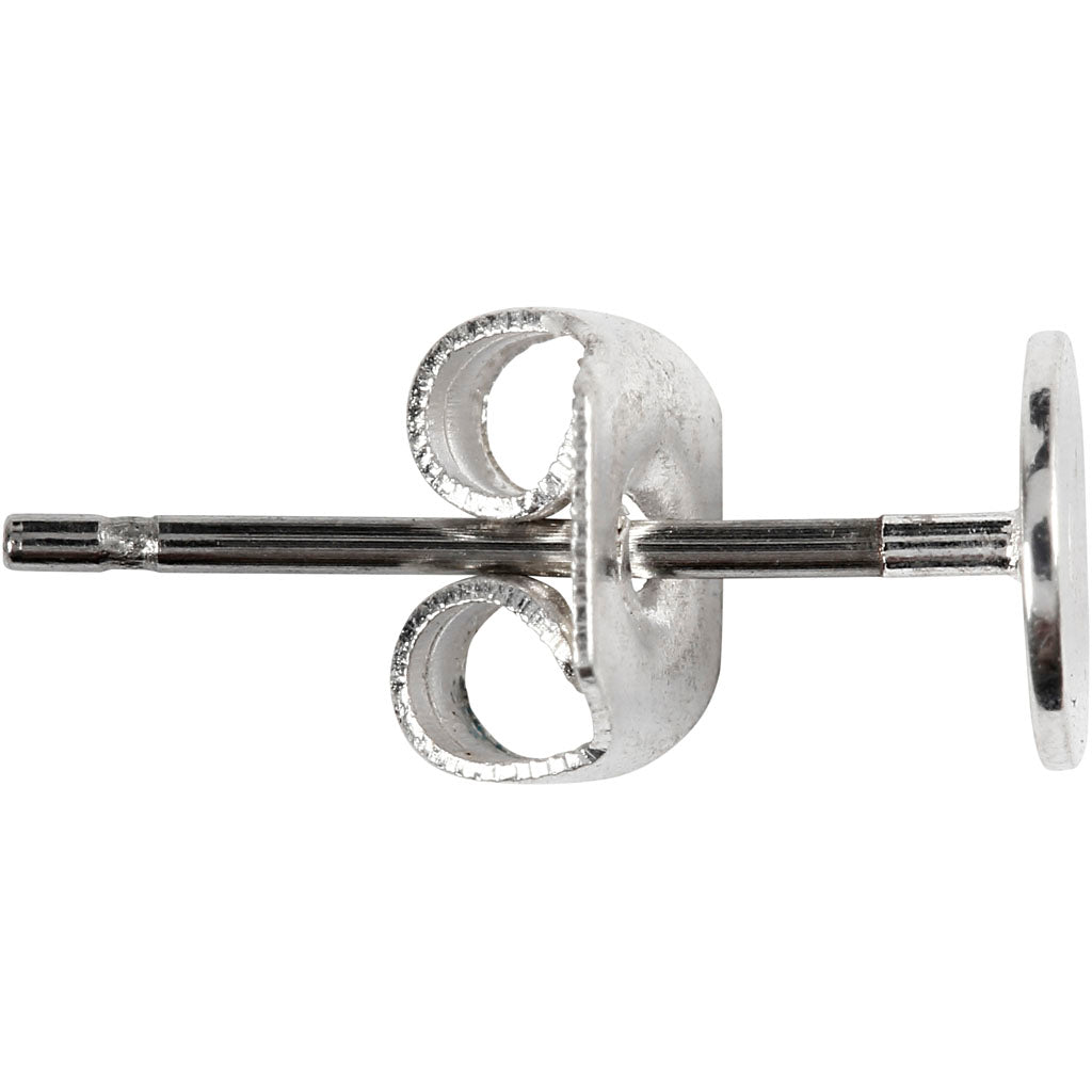 Creativ company stud earrings, l: 13 mm, silver-plated, 100 pieces 1 box