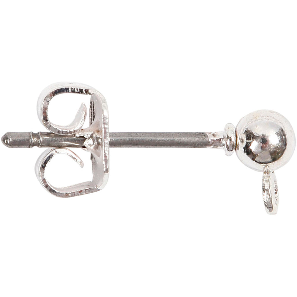 Creativ company stud earrings, length 13 mm, depth 3.8 mm, hole size 0.8 mm, silver-plated, 10 pieces in a box