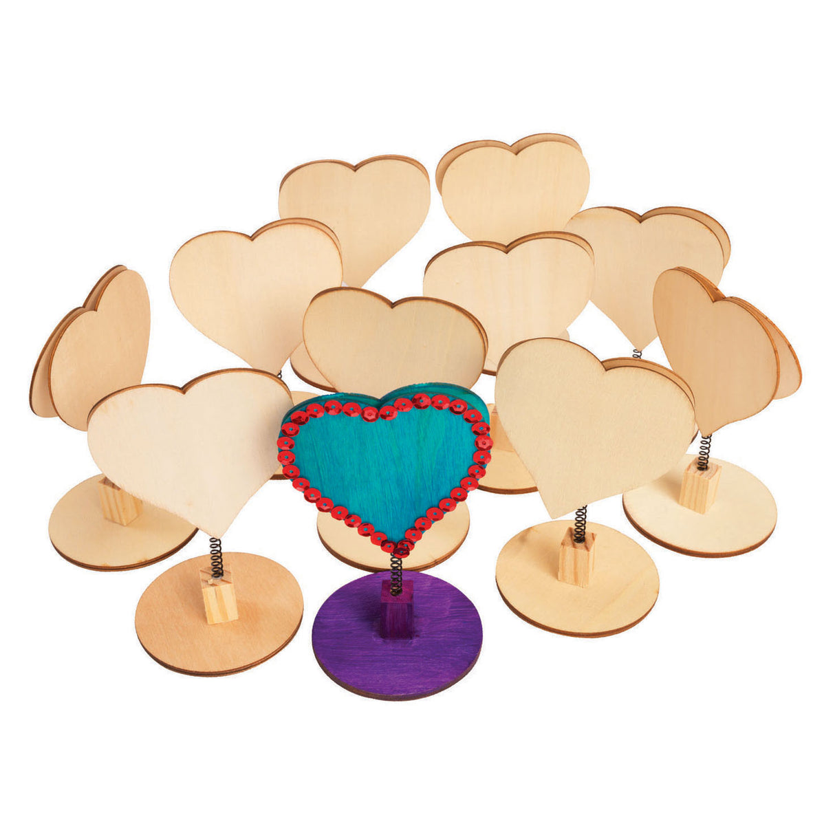 Farben – dekorieren Sie Ihr Holz-Memo-Clip-Herz, 12 Stück.