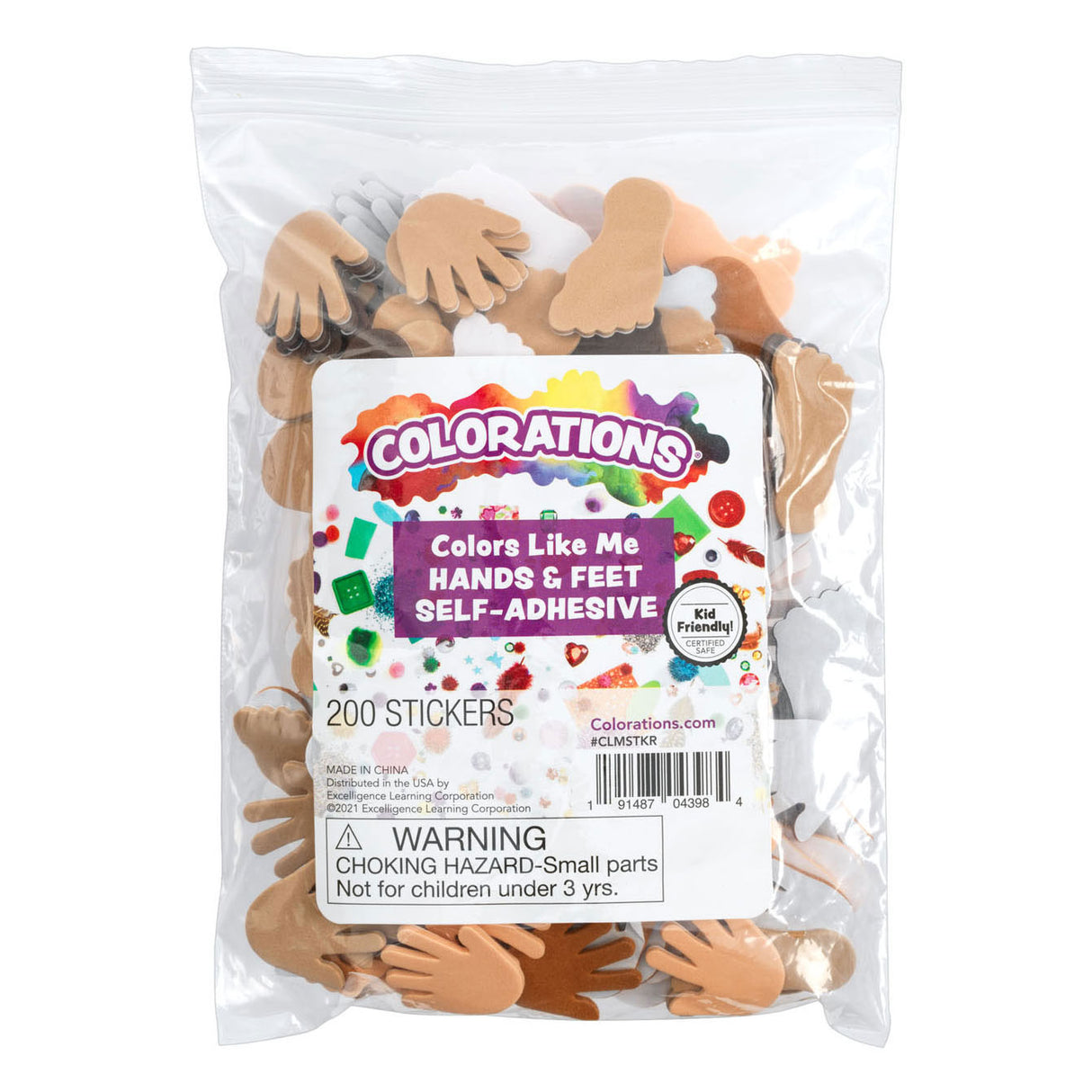 Colorations Colours Like Me Hands and Feet Foam Stickers, 200 pcs.