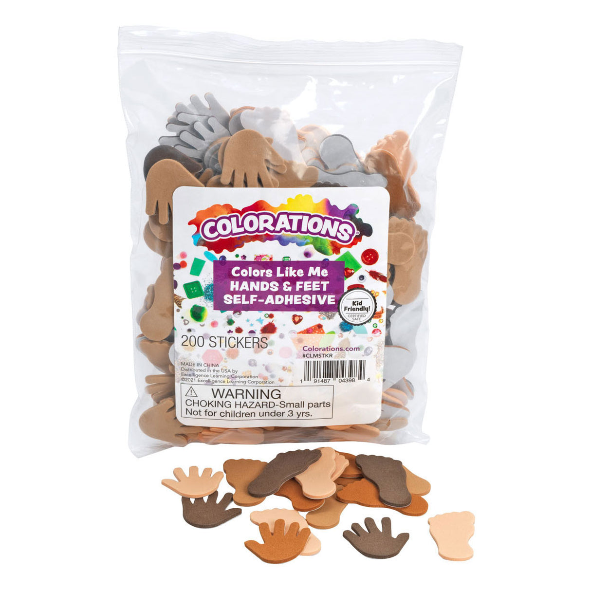 Colorations Colours Like Me Hands and Feet Foam Stickers, 200 pcs.