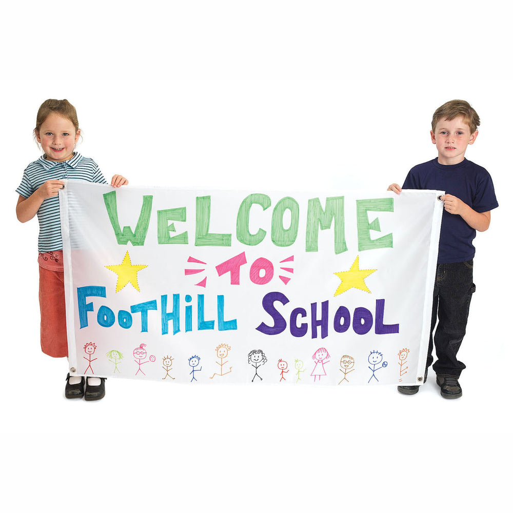 Colorations - Decorate Your Own Nylon Banner Large White, Set of 2