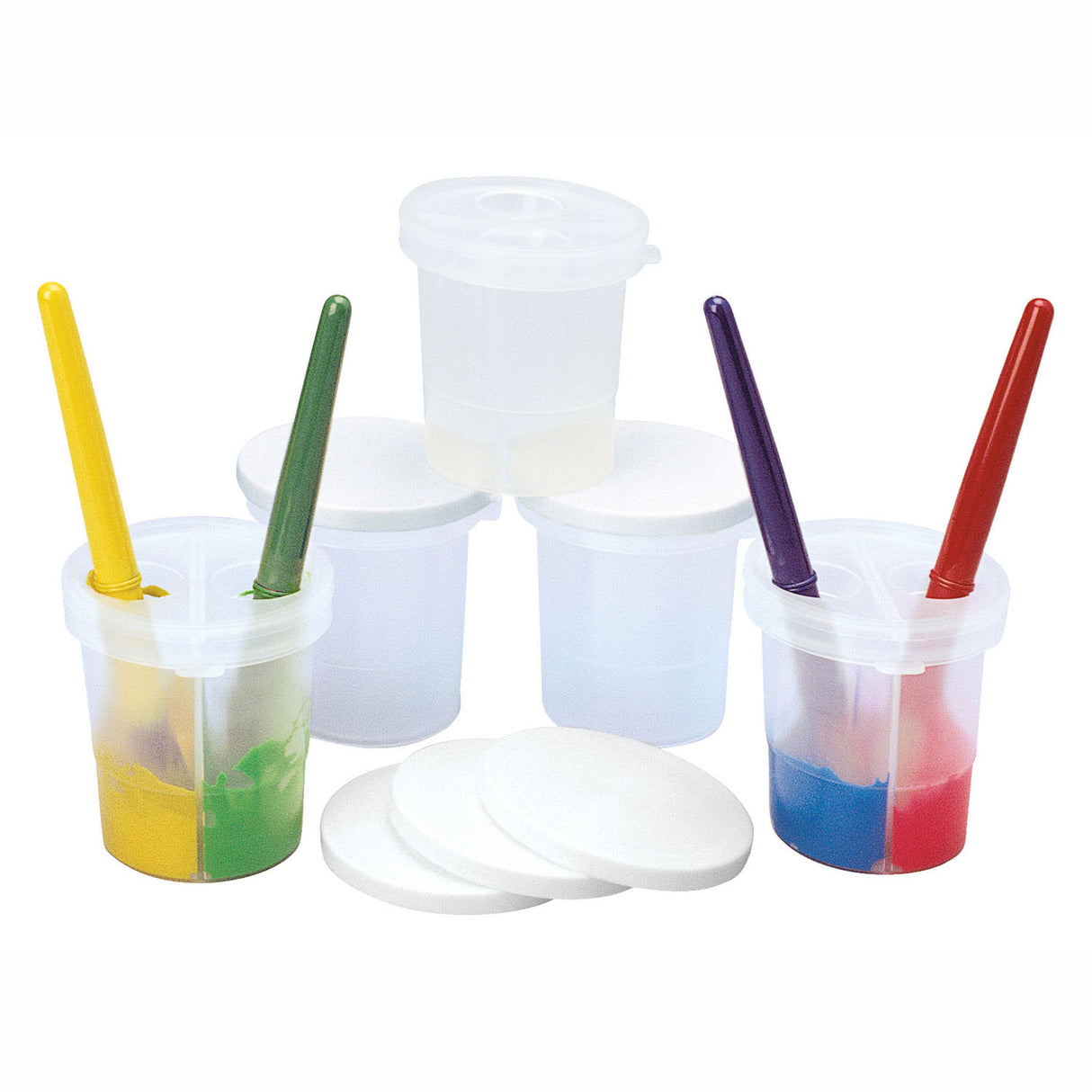 Colorations Paint Cup with Lid and 2 Dividers, Set of 5