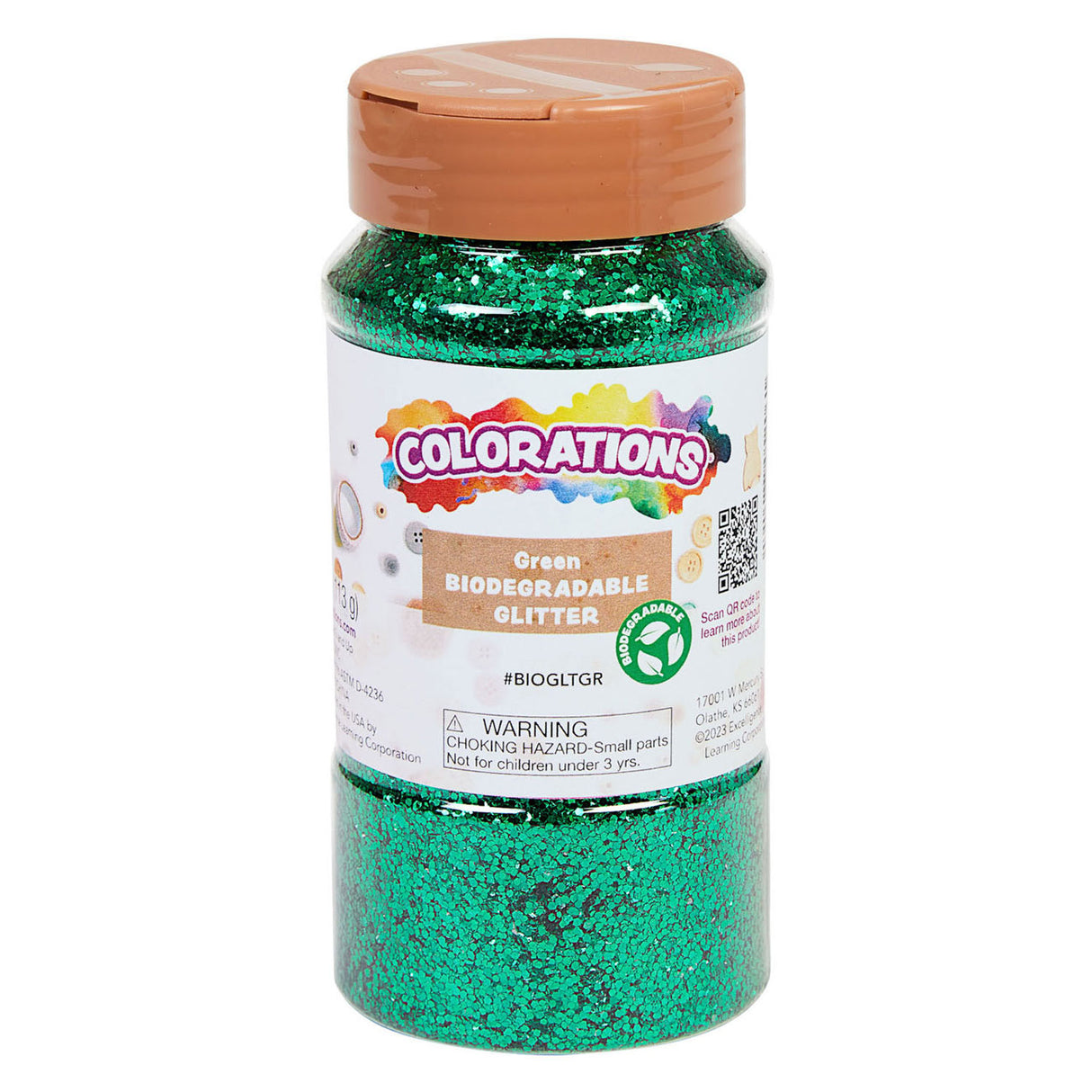 Colorations - Biodegradable Glitter - Green, 113 grams