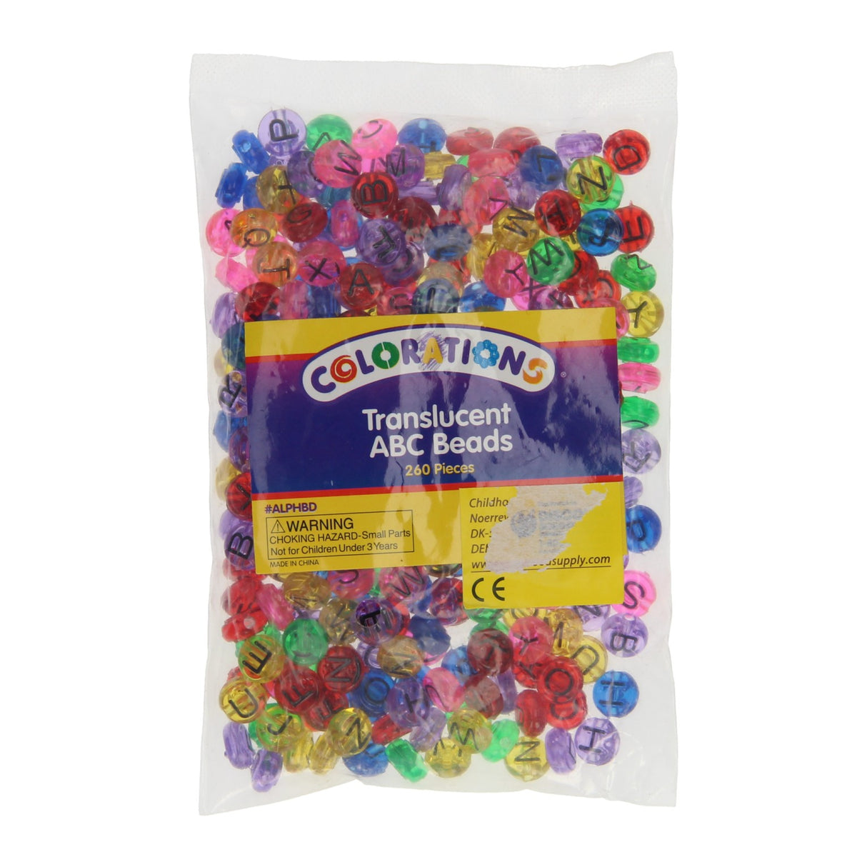 Colorations - doorzichtige alfabet kralen, 260st.