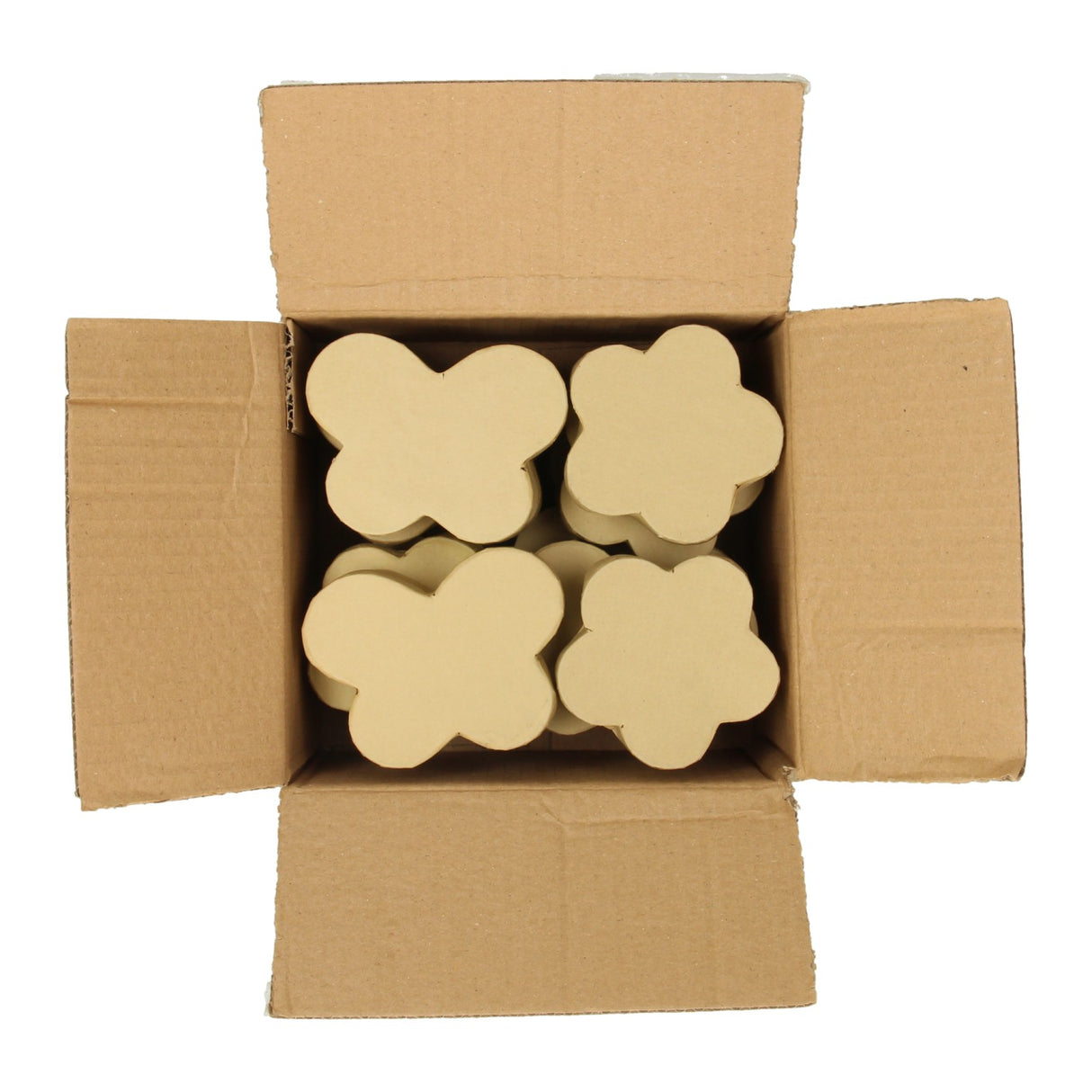 Dathúcháin - boscaí mache féileacán agus páipéar bláthanna, sraith de 12