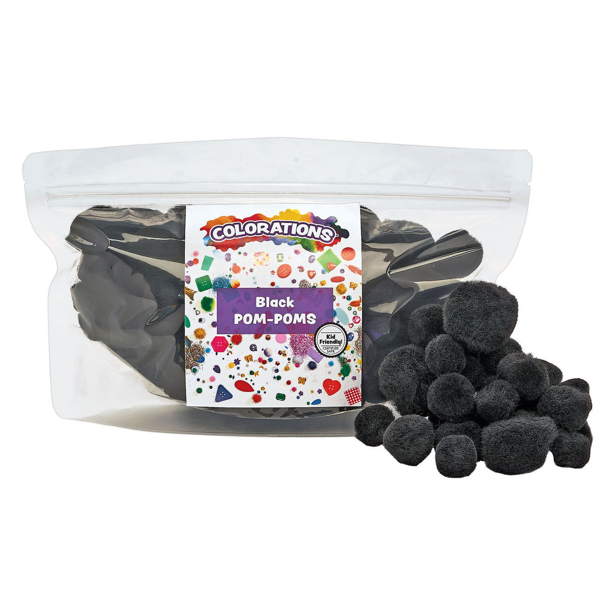 Värit - pom poms musta, 100 kpl.