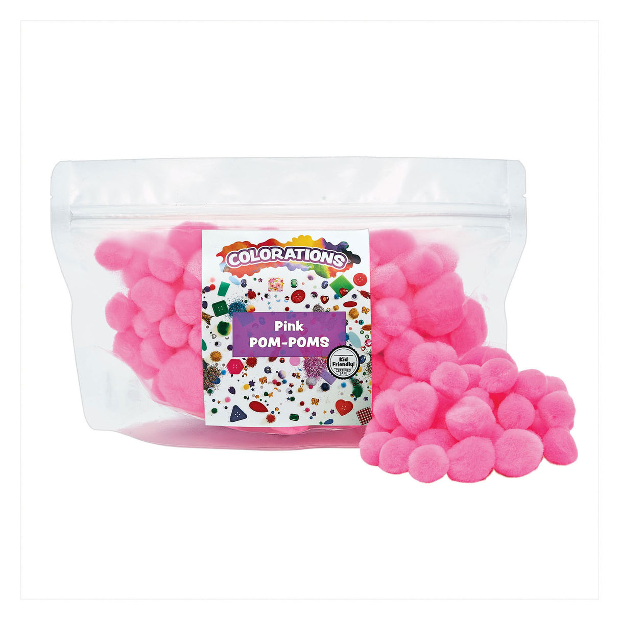Colorations - pom poms pink, 100pcs.